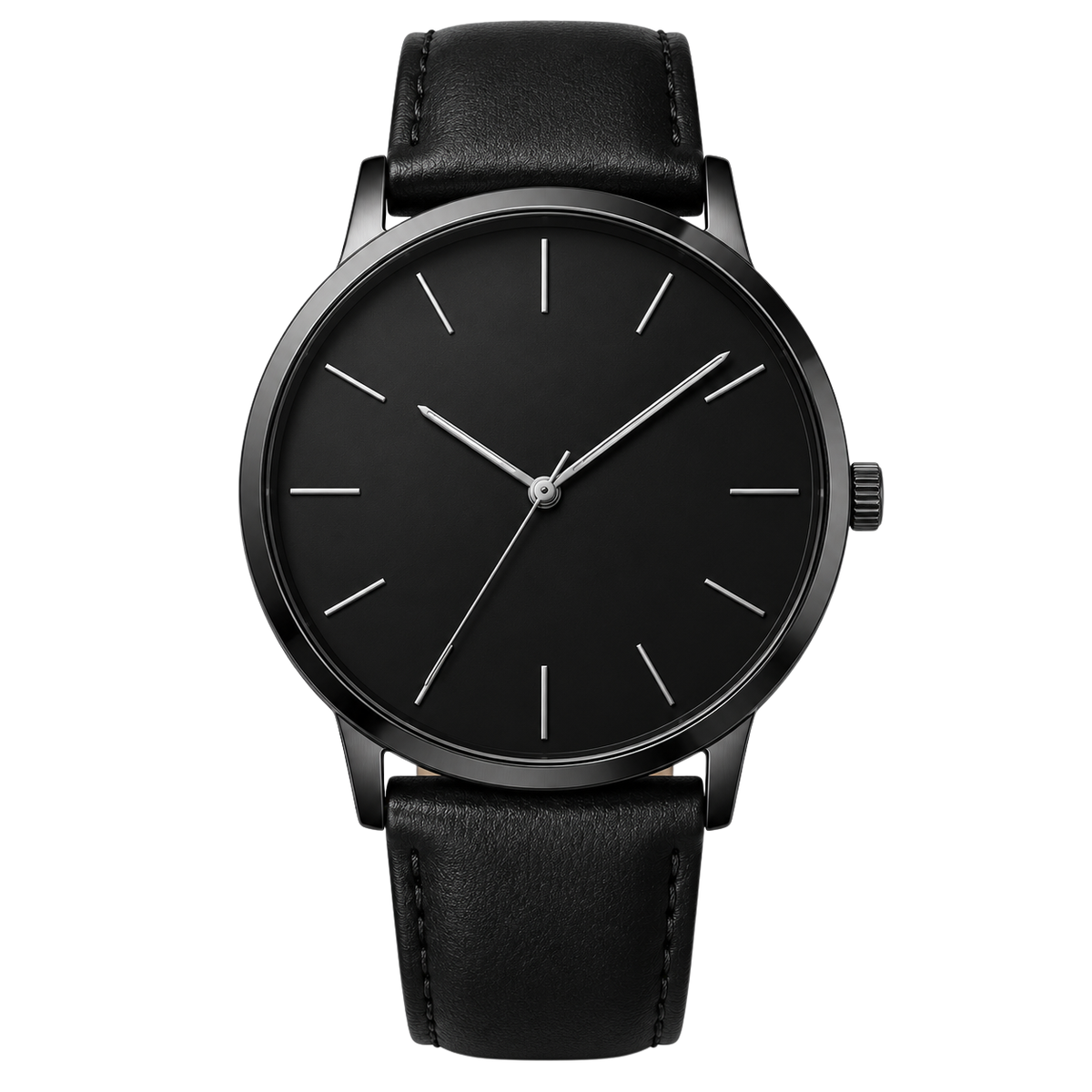 Minimalist Leather Strap Watch – Classic Black | THORNVIQUE